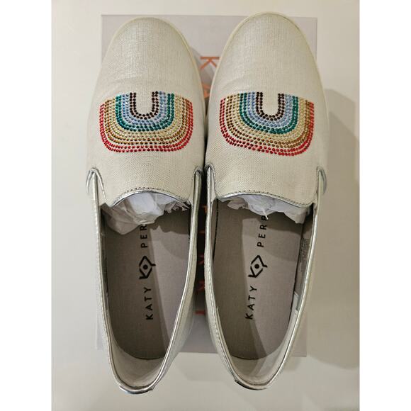 NIB Katy Perry "The Kerry" Rainbow Canvas Slip-On Sneakers, Size 6.5 - Picture 4 of 9